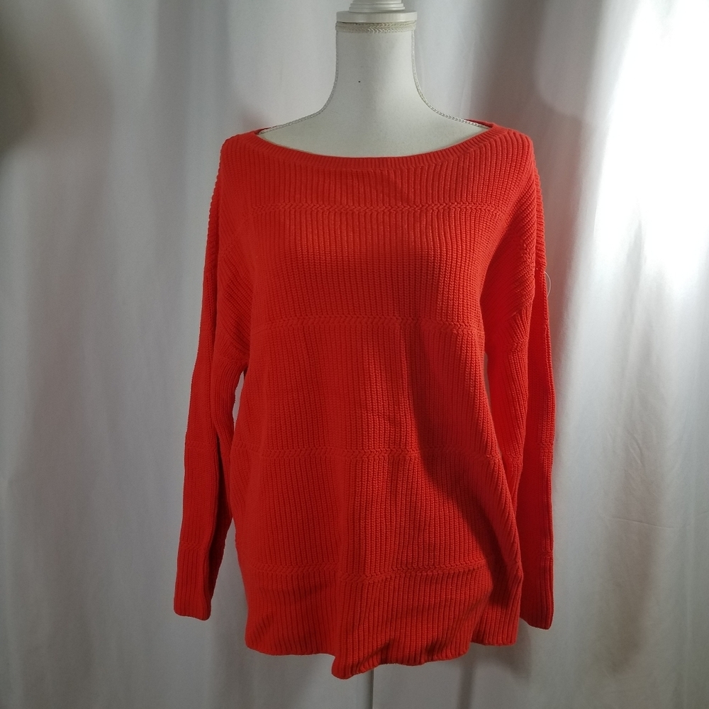 Talbots Bateau Boat Neck Orange Sweater 1X New
